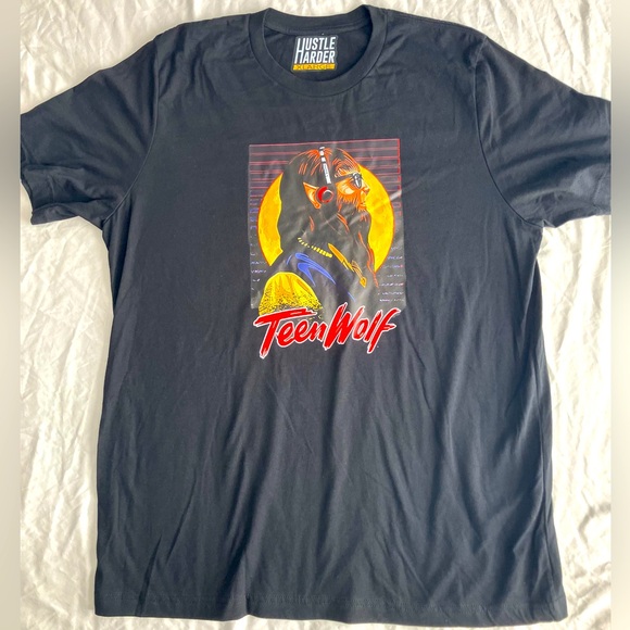 Retro Vintage Teen Wolf 80s Micheal J Fox Full Moon Men’s Black Tee Size XL - Picture 1 of 5